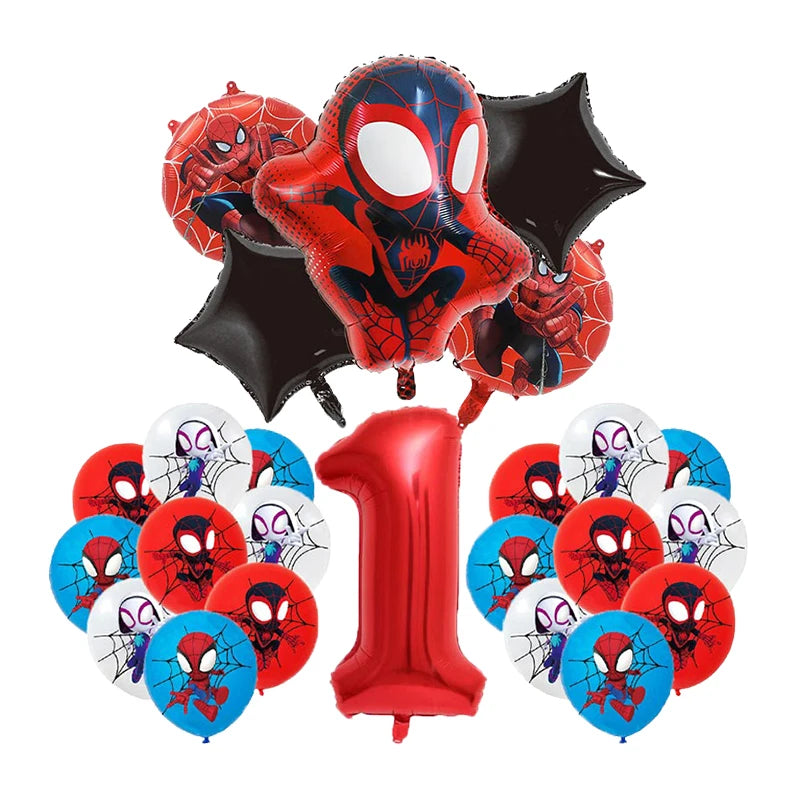 Spiderman Birthday Decorations New Spiderman Aluminum Film Balloon Disposable Tableware Party Plates Straw Supplies Baby Shower