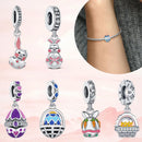 Hot Original Pendant S925 Sterling Silver Rabbit Charm Fit 3mm Bracelet Diy For Women Classic Easter egg beads Daily Gift Fine