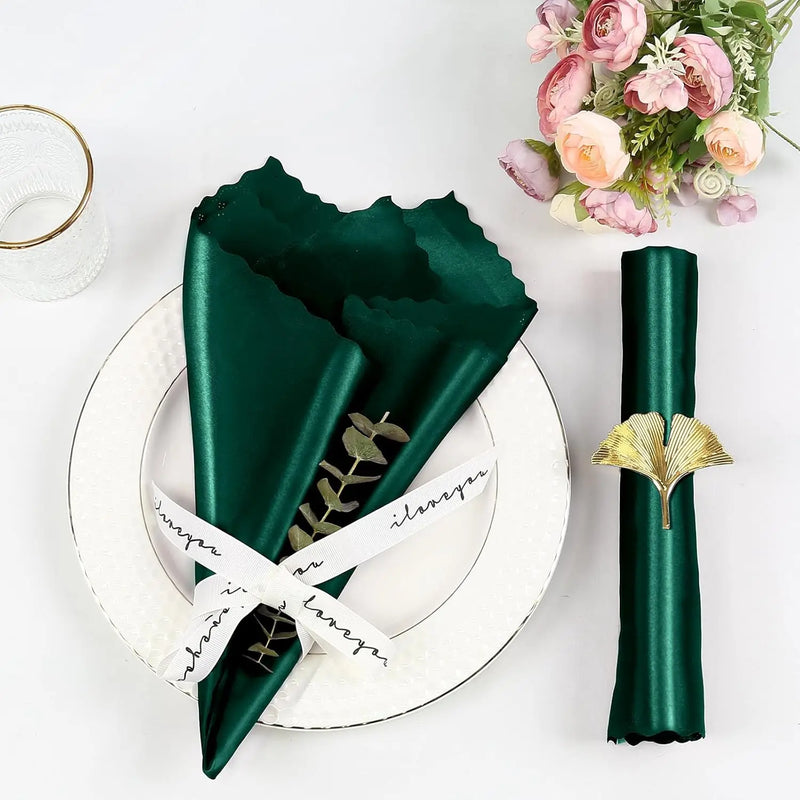 10pcs Napkins Cloth Green Satin Soft Table Napkins for Hotel Christmas Party Wedding Banquet Dinner Table Decoration