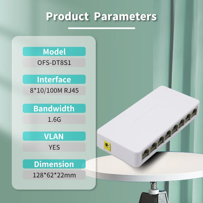 OPTFOCUS 5 8 Ports UTP RJ45 Gigabit Ethernet Switch 1000 Mbps Mini Network Switches VLAN Ethernet Splitter Lan Hub Switch