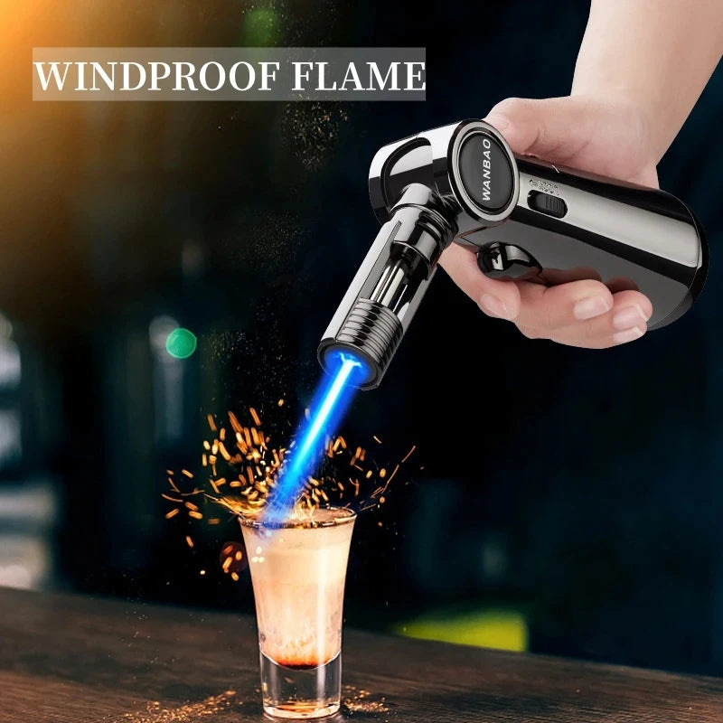 New Windproof Outdoor BBQ Kitchen Flame Gun Turbo Torch Direct Flush Welding Gun Cigar Lighter Jewelry Welding Men's Tools Gifts