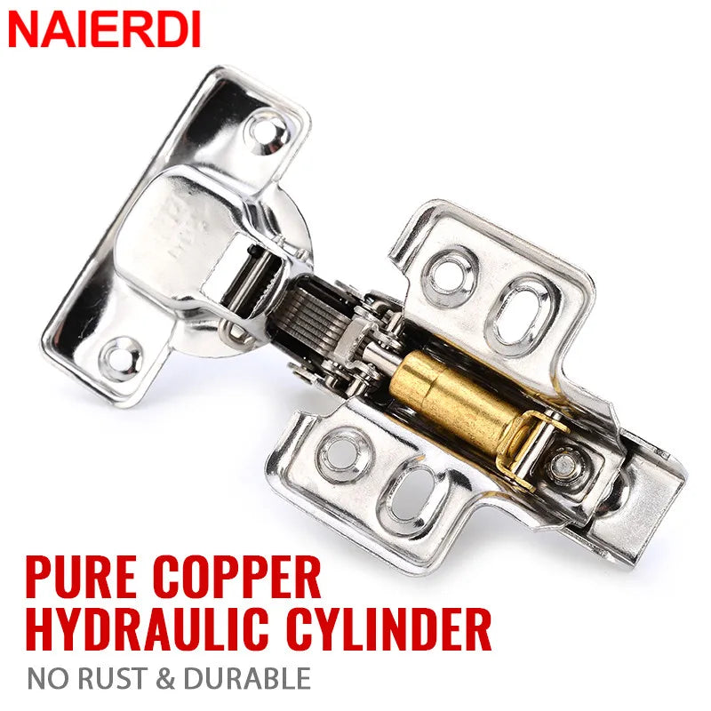 NAIERDI 8/10/12PCS Cabinet Hinges Stainless Steel Hydraulic Door Hinge Damper Buffer Soft Closing for Kitchen Cupboard Furniture