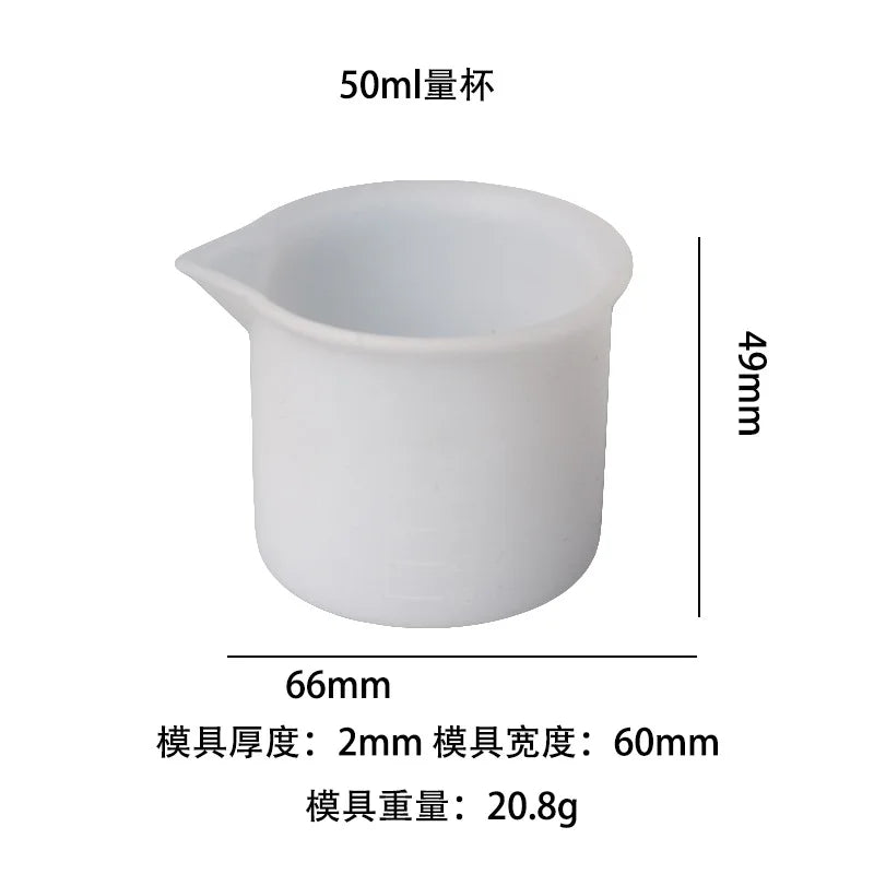 3PCS Epoxy Split Cup 50ml Measuring Cup with Scale Silicone Measuring Cup Silicone Mixing Tools for Casting Resin Mold Art Kit