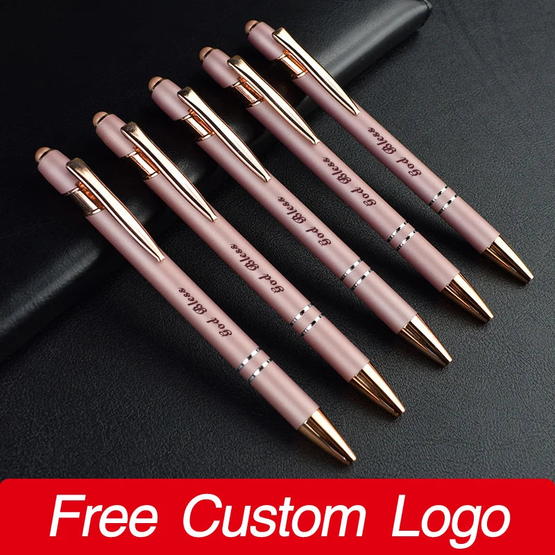 Rose Gold Ballpoint Pens Personalized Custom LOGO Pen With Name Engraving School Teacher Stationary Wedding Gift