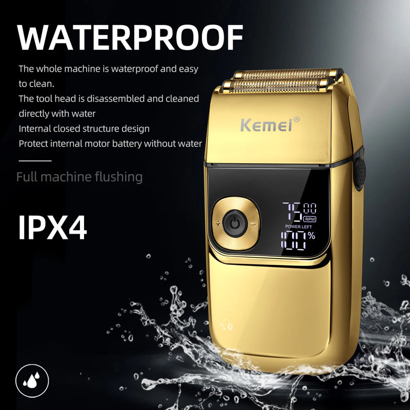 Kemei Electric Shaver KM-2028 2 in 1 Rechargeable Hair Trimmer Machine Twin Blade Bald Head Washable Professional Barber for Men