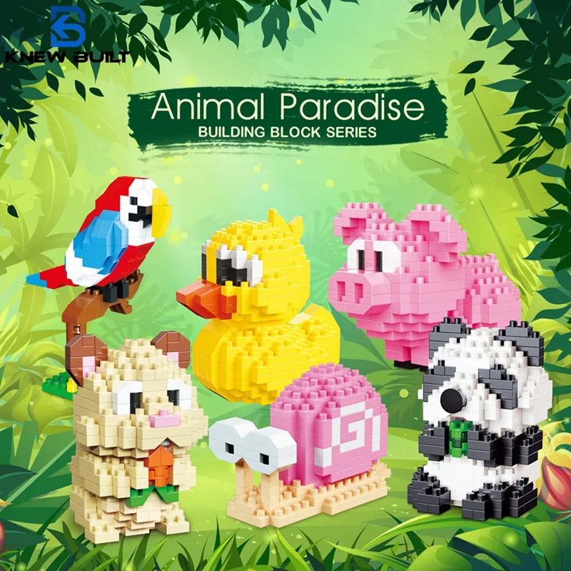 Parrot Puzzle Assembly Building Blocks Toys Animal Series 3D Model Micro Mini Diamond Brick Children Toy Pig Panda Hamster Snail