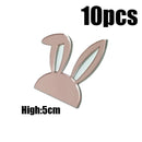 10Pcs Happy Easter Bunny Egg Cake Toppers Acrylic Gold Silver Rabbit Shaped Cupcake Toppers for Easter Party Dessert Decorations