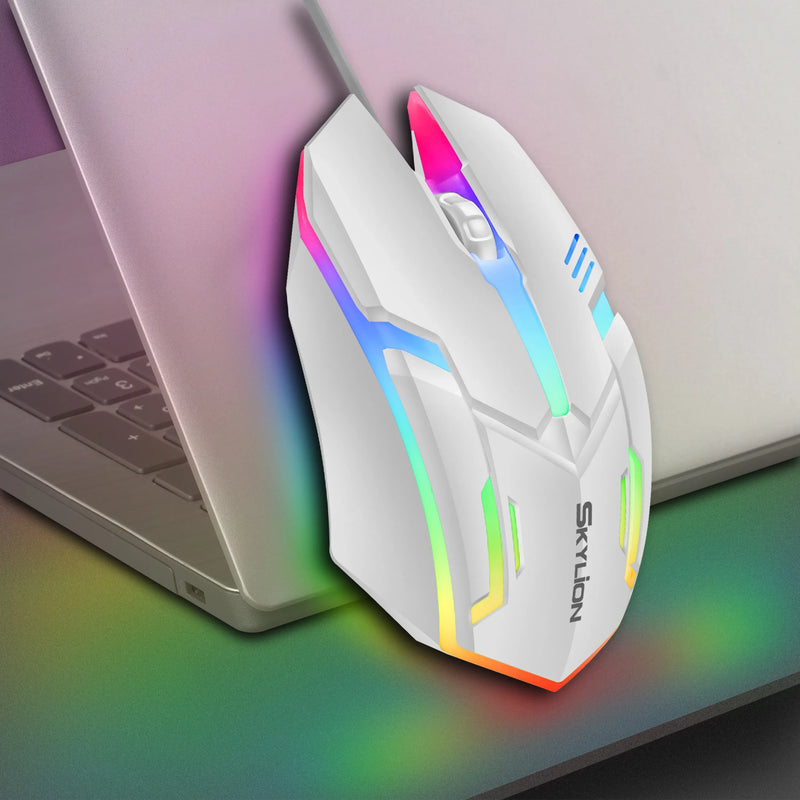 F1 Wired 3 Keys Mouse Colorful Lighting Gaming and Office For Microsoft Windows and Apple IOS System