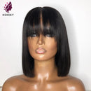 Bang Wig Human Hair Short Bob Human Hair Wigs Straight Lace Front Fringe 13x6 Lace Frontal Wig Peruvian Remy 5x5 Silk Top Wigs