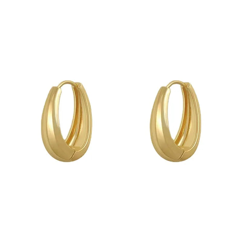 2022 New Classic Copper Alloy Smooth Metal Hoop Earrings For Woman Fashion Korean Jewelry Temperament Girl's Daily Wear earrings