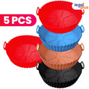 Kit 5 Forma De Silicone Para Air Fryer Forno Microondas Fritadeira Assadeira Reutilizável Antiaderente Flexível