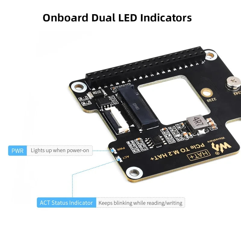 PCIe to M.2 HAT Raspberry Pi 5 NVME High Speed Expansion Board Gen 2 3 with 16P Cable GPIO Header Active Cooler for RPI 5 Pi5