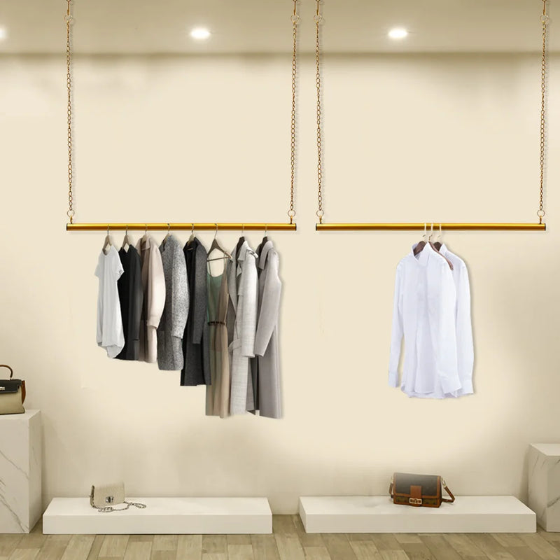 Gold Metal Clothing Rack, Adjustable Height 180cm, Space-Saving Stand for Home, Office, Retail Stores, Corrosion-Resistant
