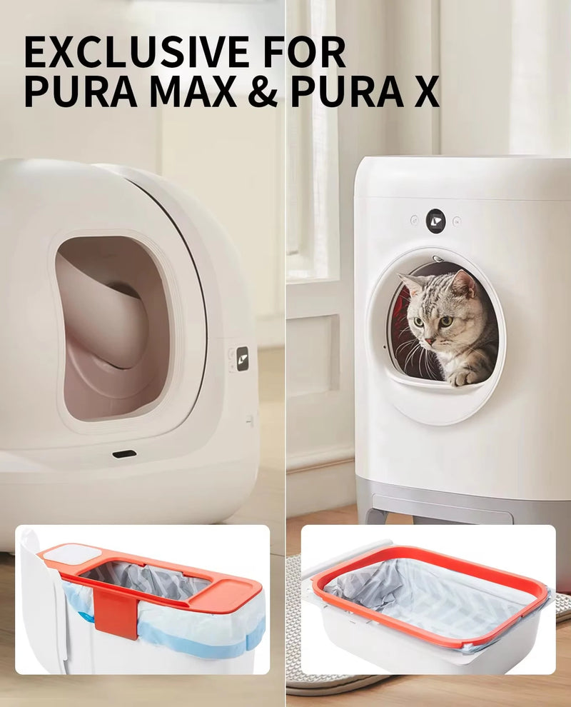 PETKIT 8Rolls Cat Litter Box Bags Waste PuraX PuraMax Cat Litter Bags Replacement Waste Bags for Self-Cleaning Cat Litter Box