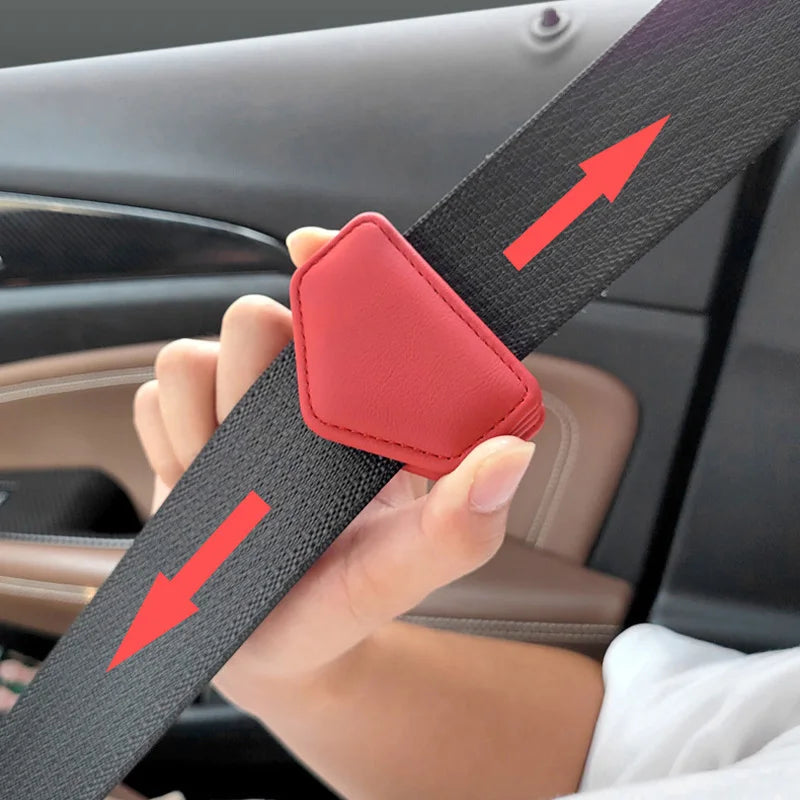 Car Seat Belt Clip Magnetic Safety Belt Fixed Limiter PU Seat Belt Stopper Buckle with Card Clip Car Decoration Auto Accessories