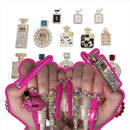 2PC Large Light Luxury Little Fragrance Drop Oil Pearl Perfume Bottle With Diamond Nail Charm Handmade Diy Nail Accessories