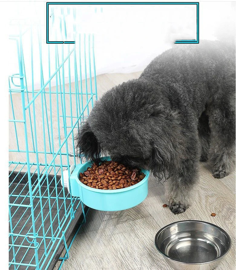 Crate Dog Bowl Removable Stainless Steel Pet Kennel Cage Hanging Food Bowls & Water Feeder for Puppy, Cat, Rabbit ,Small Animals