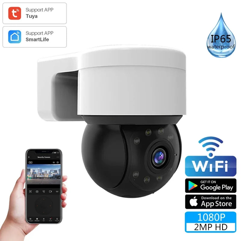 1080P IP Camera 2MP Tuya APP Auto Tracking PTZ Camera Smart Home Outdoor Wireless WIFI Camera Surveillance Monitor