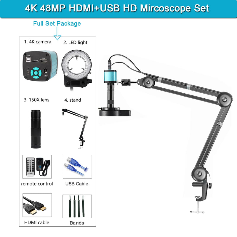 Yizhan Full HD Digital Mircoscope 4K 2K HDMI USB VGA Mircoscope C-Mount Digital Camera 1-150X Zooms For Repair Image Acquisition