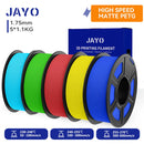 JAYO 5 Rolls 3D PETG / High Speed Matte PETG 3D Filament 1.75mm 30mm/s - 600mm/s Print Range PETG 3D Printer Filament for 3D
