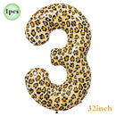 Jungle Safari Birthday 32Inch 1-9 Numbers Leopard Foil Balloon Land Animal Tiger Zebra Giraffe Disposable Tableware Party Decors