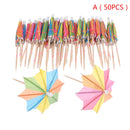 50pcs Umbrella Cocktail Decorative Garnishes Bamboo Stick Summer Tropical Luau Party Hawaiian Beach Theme Flamingo Party Decor