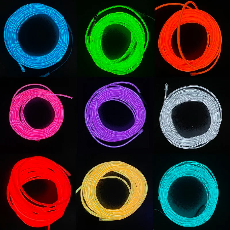 5 in 1 Glow Wire Cable LED Neon Christmas Dance Party DIY Costumes Luminous Clothes Light Decoration Kids Joke Toys 1m Each Cabl
