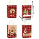 4/8Pcs Merry Christmas Kraft Paper Bags with Handles Elk Santa Gift Packaging Bags Christmas New Year Party Candy Packaging Bags