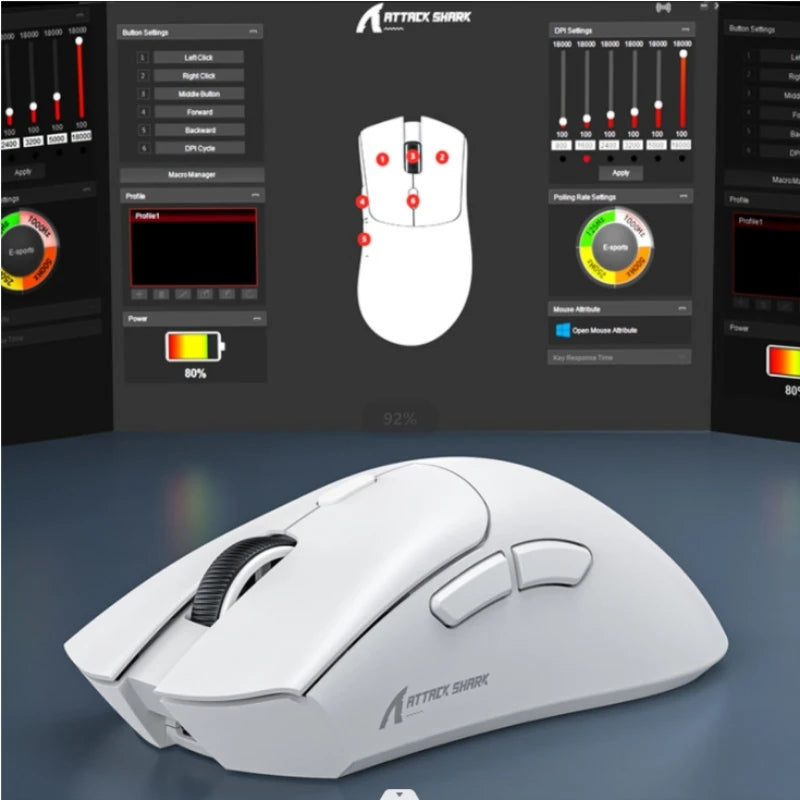 Attack Shark R1 Bluetooth Mouse,18000dpi,PAW3311,Wiredless Tri-mode Connection, Macro Gaming Mouse