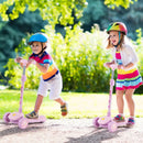 DORTALA Folding Kids Scooter Kick Scooter Extra Wide Deck LED Lighted Wheels Rear Brake