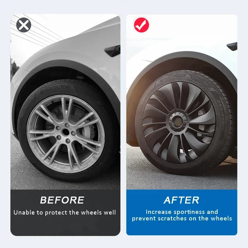 4PCS Hub Cap Car Replacement Wheel Cap 19 Inch Performance Automobile Hubcap Full Cover Accessories  for Tesla Model Y 2023 2024