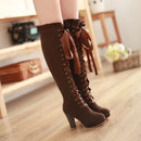 2025 Autumn Winter Sexy Lace Up Knee-high Boot Women's High Boots Female Shoes Boots Women High Heels Leather Woman Boot