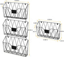 Hanging Wall File Holder Wall Mount Home Metal 3 Pockets Mail Organizer w/Hooks