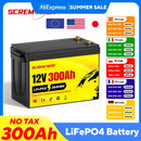 12V 300Ah LiFePO4 Battery Lithium Iron Phosphate Battery With 200A BMS 8000+ Cycles For RV Campers Golf Cart Off-Road Off-Grid