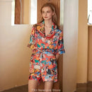 [Pink Dessert Dog] Summer Short-sleeved Pajamas Women's Ice Silk Thin Loose Large Size Home Clothes Two-piece Suit