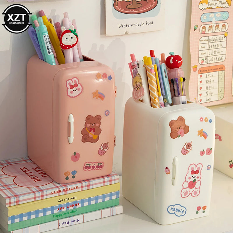 Japanese Creative Refrige Pen Holder Case Girls Cute Multifun Stationery Drawer Storage Box Kawaii Large-capacity Desk Organizer