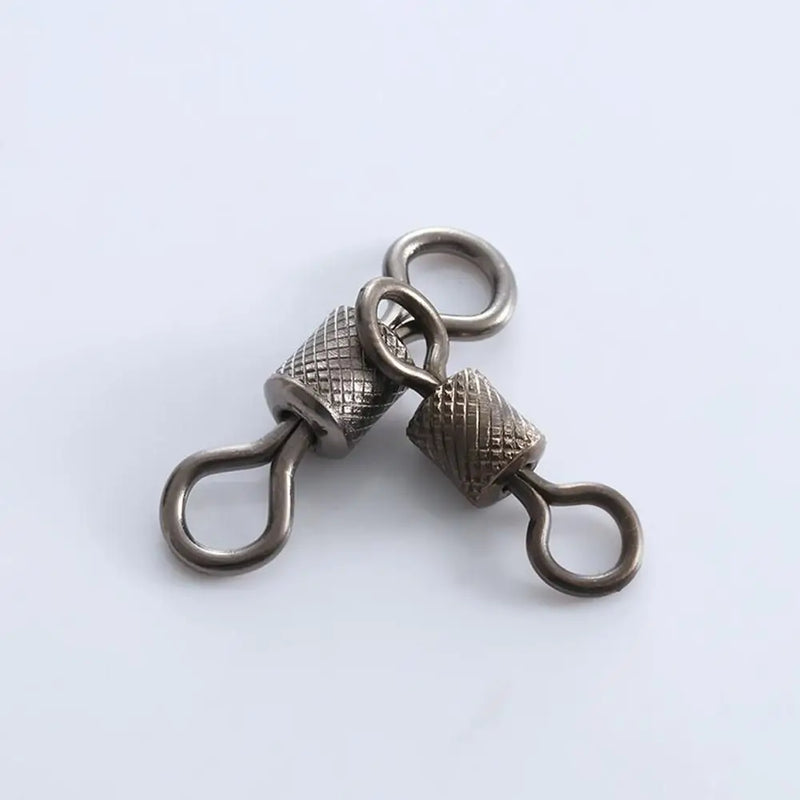 50PCS Stainless Steel Fishing Swivels Ball Bearing Swivel with Safety Snap Solid Rings Rolling Swivel Carp Fishing Accessories