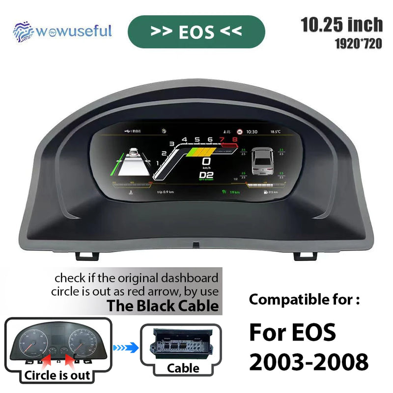 Wowuseful 10.25 Lcd Digital Dashboard Cluster For VW Variant Caddy Touran T6 EOS Sharan Golf 5 Virtual Instrument Paneel Cockpit