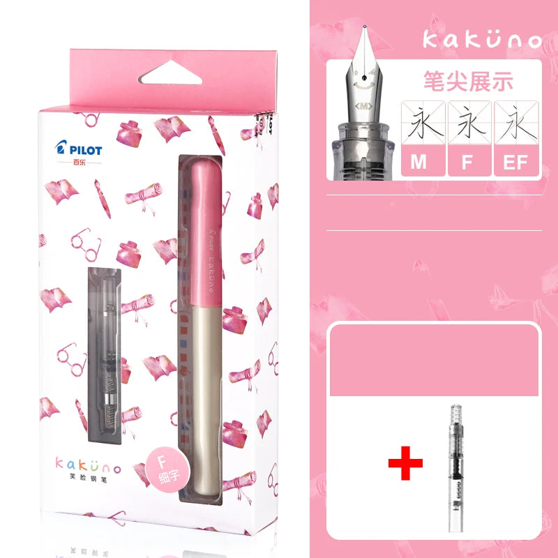 PILOT KaKuno Smile Face Fountain Pen FKA-1SR Replaceable Ink Bag Writing Smooth Stationery School Supplies Office Gift Box