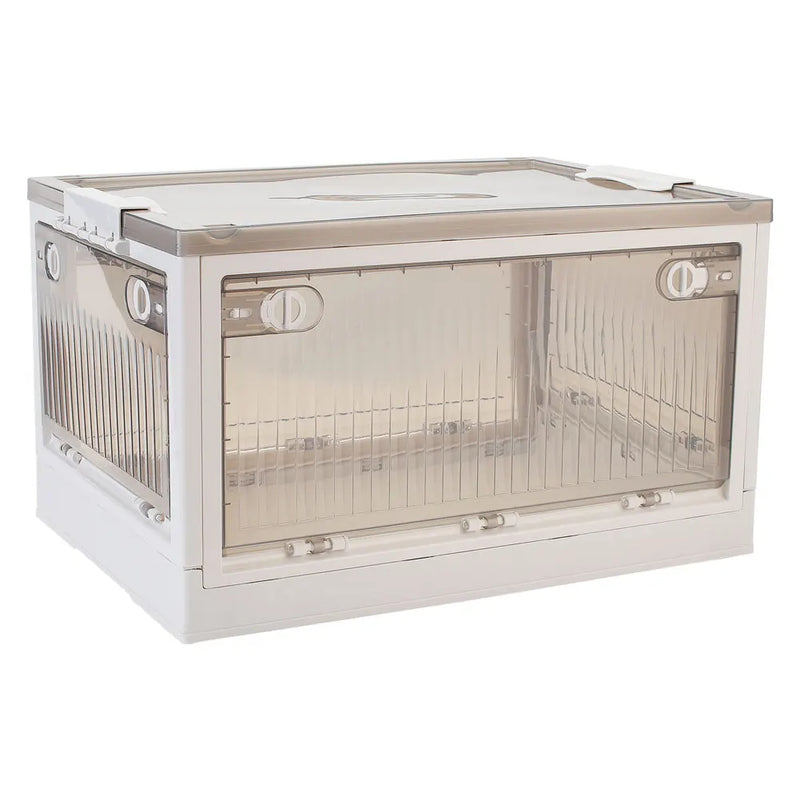 Livingandhome Transparent Folding Storage Box with Wheels