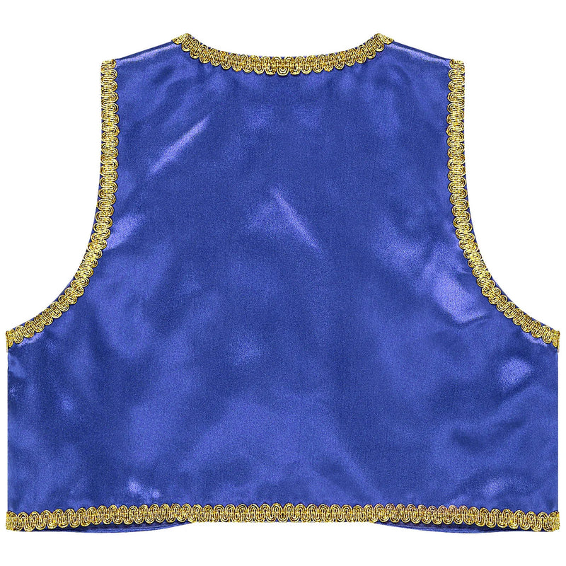 Children Boys Arabian Prince Costume Genies Vest Open Front Golden Genies Waistcoat for Party Halloween Cosplay Fancy Dress Up