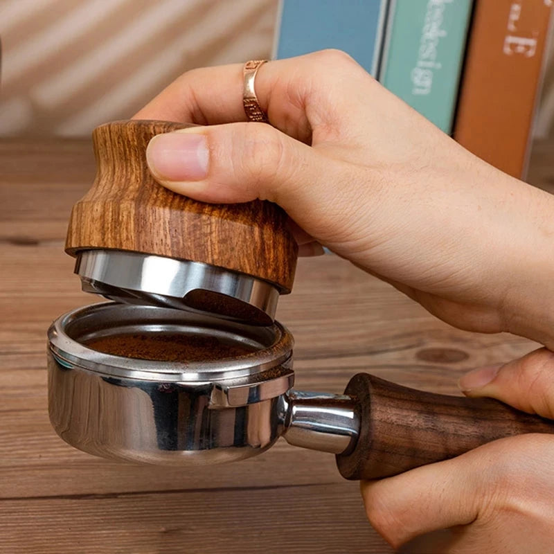 Coffee Filling Press AccessoriesEspresso Coffee Tamper 51/53/58 MM Rosewood Wood Coffee Distributor Coffee Cloth Powder Hammer