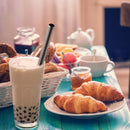 4Pcs Sharp Reusable Boba Straws 304 Stainless Steel Smoothie Straws Angled Tips 0.5" Wide Drinking Metal Straw for Bubble Tea