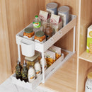 2Pcs 2-Tier Sliding Cabinet Organizer, Pull-Out Under Sink Rack, Double-Layer Shelf for Kitchen and Bathroom Storage