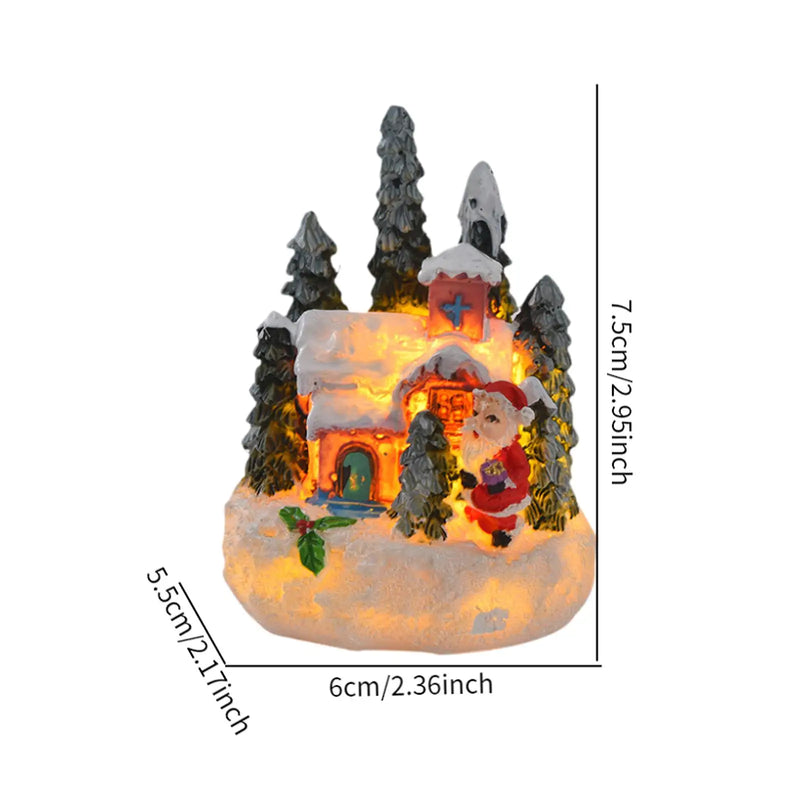 LED Christmas Castle House Decoration Gift Decor Christmas Snow Village Statue set Lights up Holiday Festival Xmas Ornaments