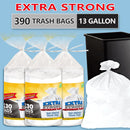 Xtratuff Tall Kitchen Trash Bags 13 Gallon Trash Bag 390 Count Garbage Bags BPA FREE White Strong Rubbish Bag for Home Office