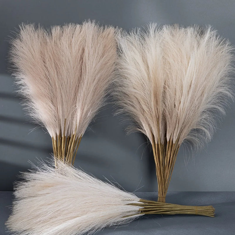 10/20PCS Fluffy Pampas Grass Flower Boho Decor Fake Plant Reed Simulated Wedding Christmas Party Home Decor Diy Bouquet Decor