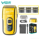 VGR Electric Shaver Professional Beard Shaver Reciprocating Bald Shaver Beard Trimmer Rechargeable LED Display Golden V-332