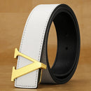 2024 New Temperament Business Men's Belt Letter Metal Button Head Versatile Decorative Jeans Dress Business Men's Belt