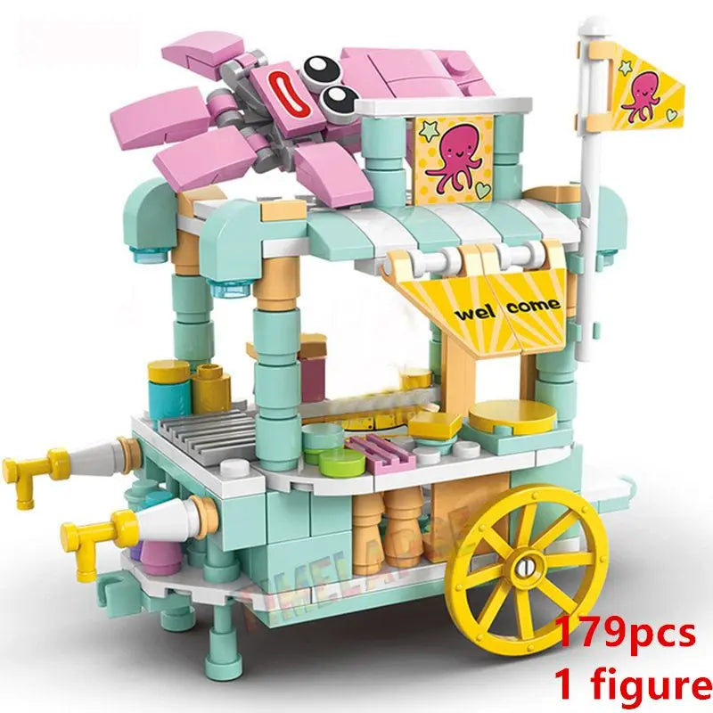 DIY Architecture Store Street View Food House Building Blocks Kit Girls Bricks Classic Movie Model Kids Toys For Children